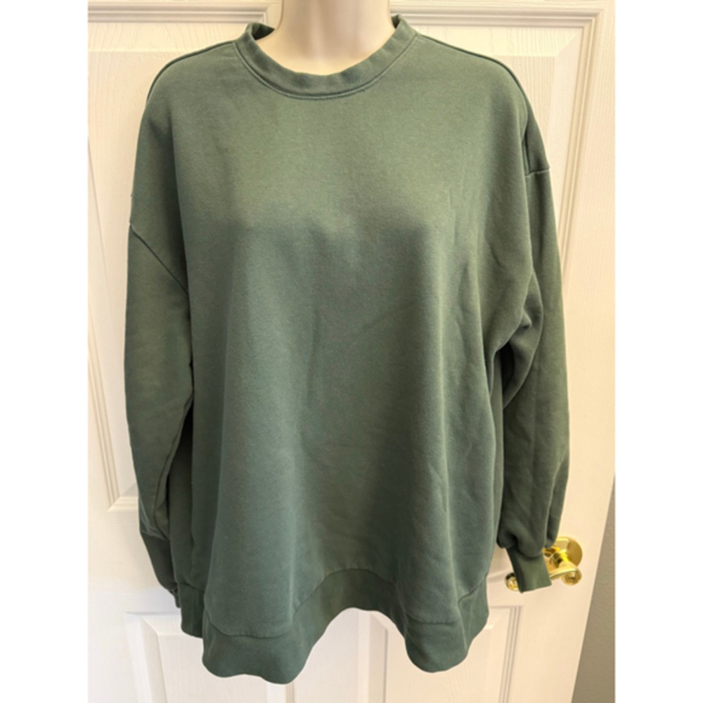 Women's Pilcro Sweatshirt bubble sleeves in green oversized S/M